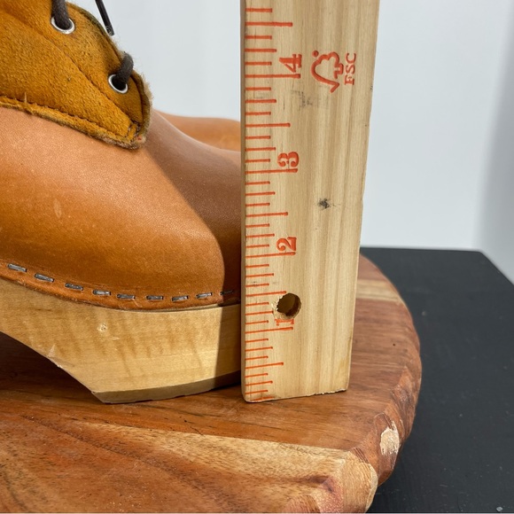 FP Free People x Swedish Hasbeens Hippie Lace Up Clog Boot tan 39 US 8 - Picture 10 of 14
